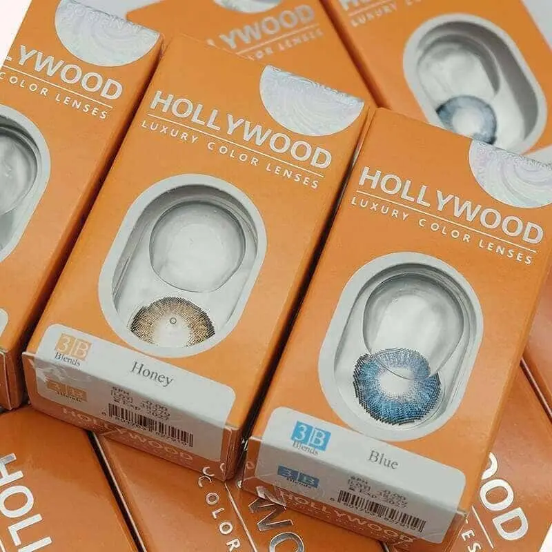 hollywood luxury color lenses honey blue side view