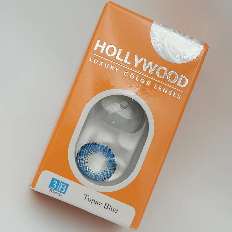 close up hollywood topaz blue lenses