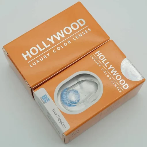 front and back view on hollywood true sapphire contacts