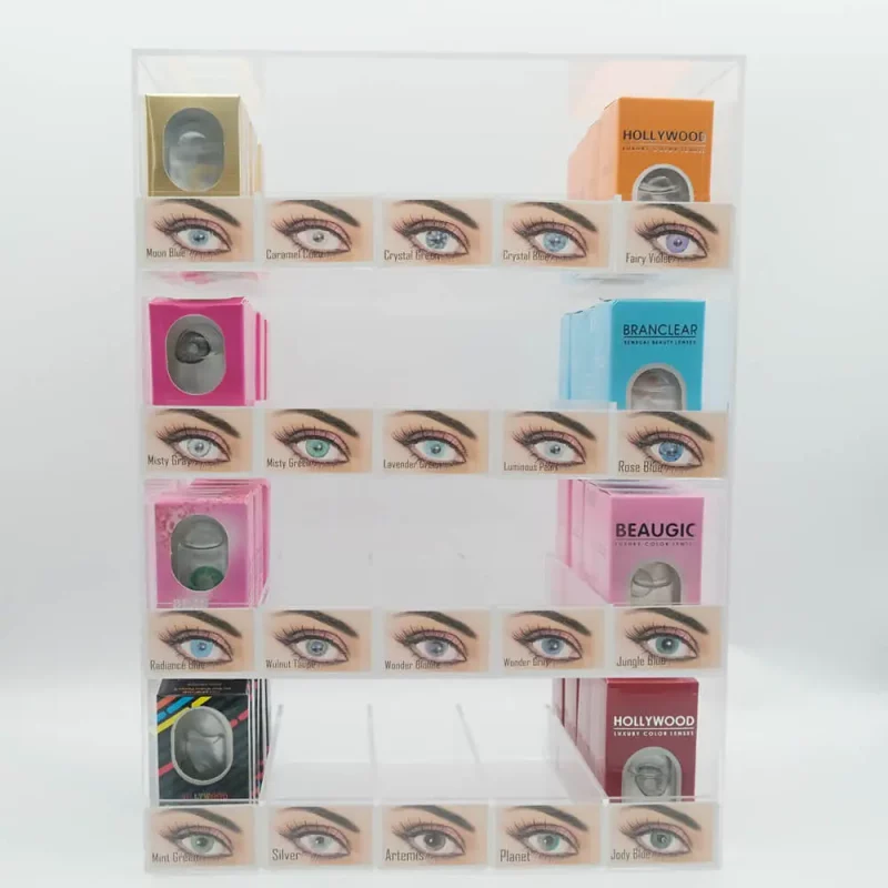 front view on 80 holder display for contact lenses